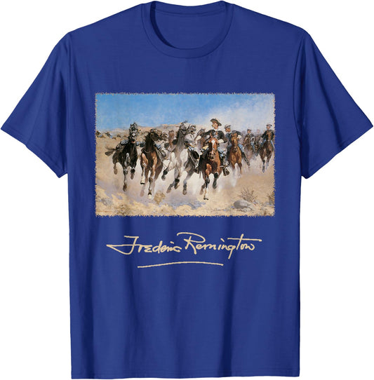 Western Cowboys on Horses by Frederic Remington T-Shirt - T-Shirt | Royal