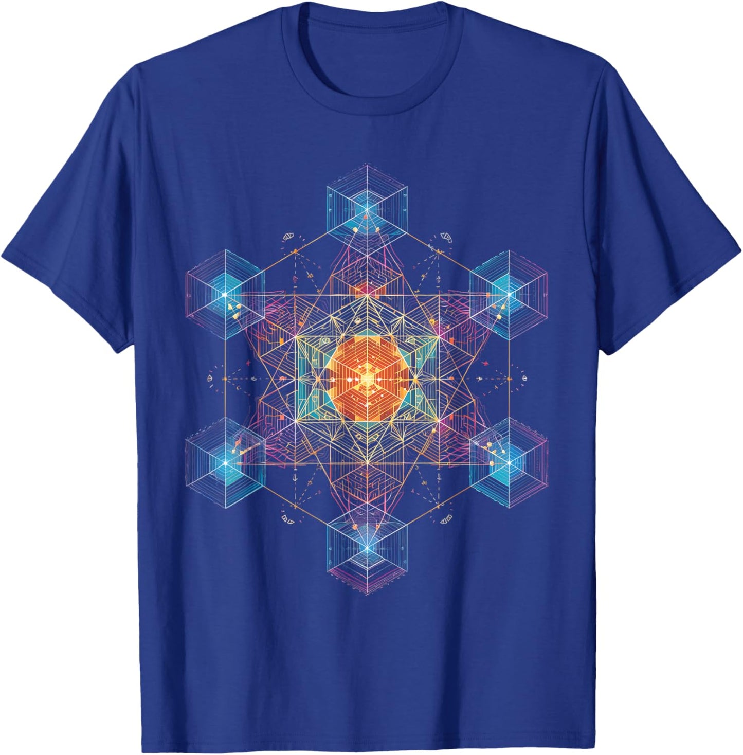 Metatron Cube Sacred Geometry T-Shirt - T-Shirt | Royal