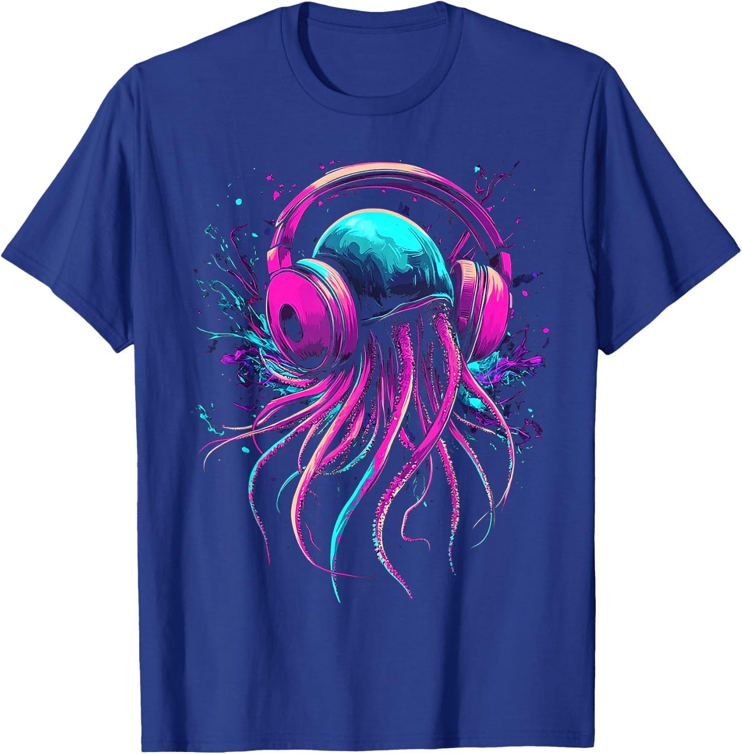 Jellyfish Animal Graphic Music Headphone Art Jellyfish T-Shirt - T-Shirt | Royal