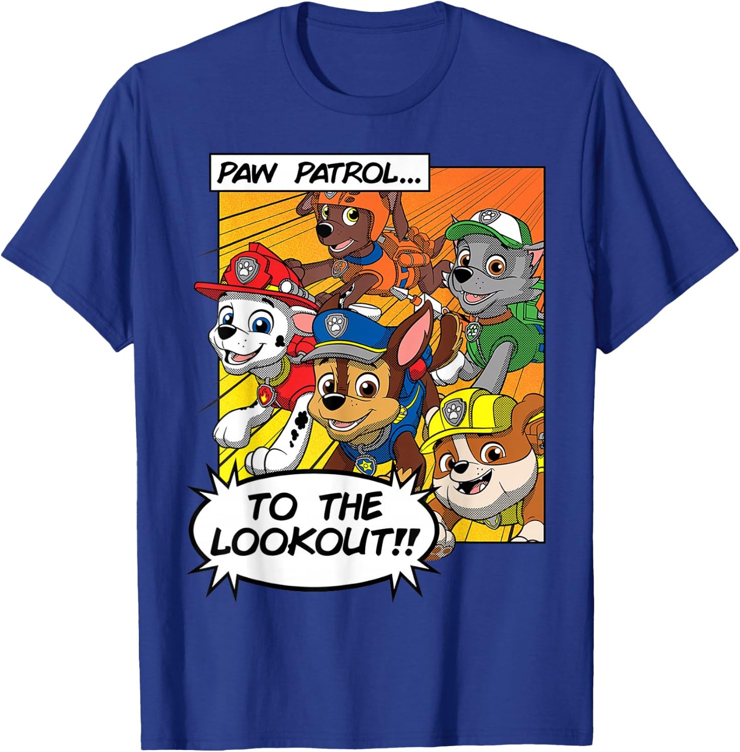 PAW Patrol To The Lookout!! Comic Book Style T-Shirt - T-Shirt | Royal