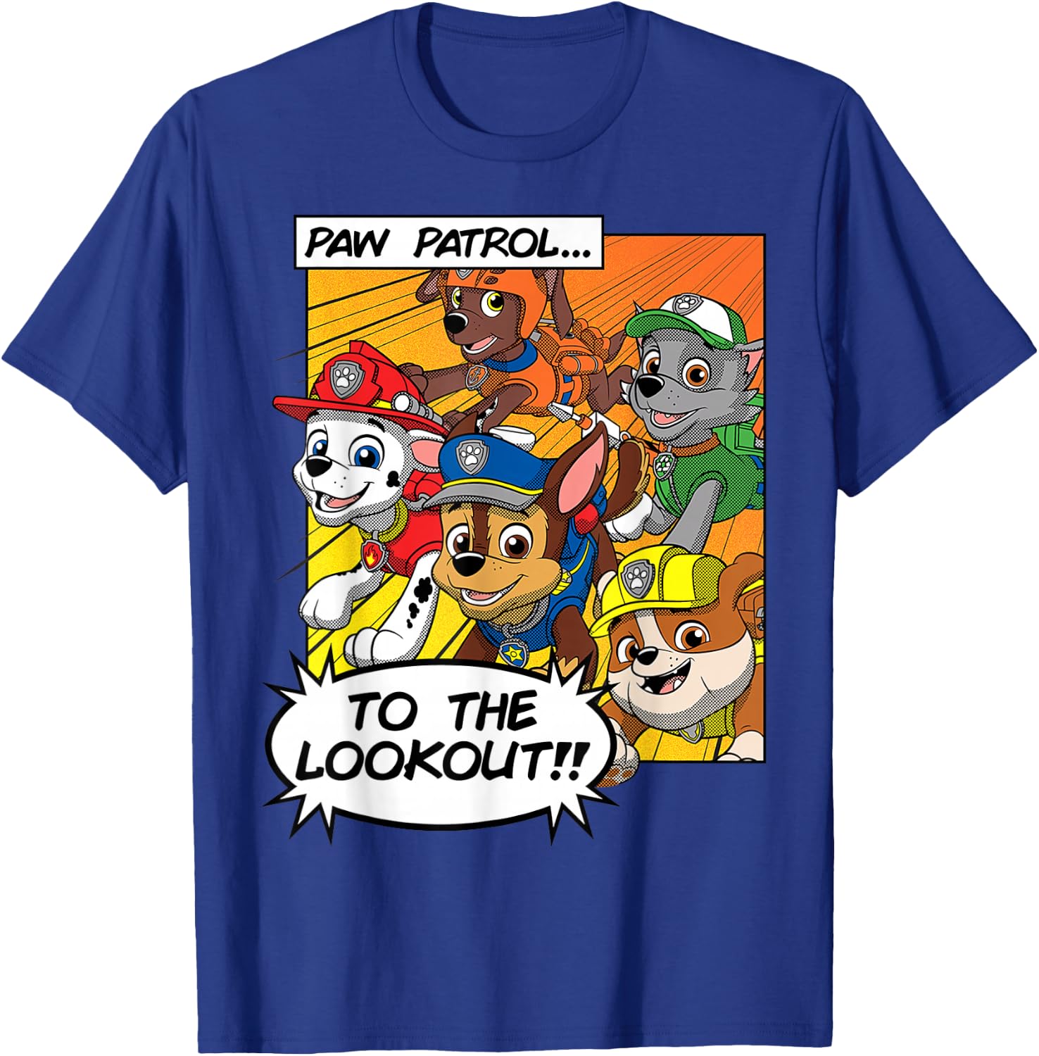 PAW Patrol To The Lookout!! Comic Book Style T-Shirt - T-Shirt | Royal