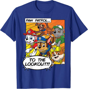PAW Patrol To The Lookout!! Comic Book Style T-Shirt - T-Shirt | Royal
