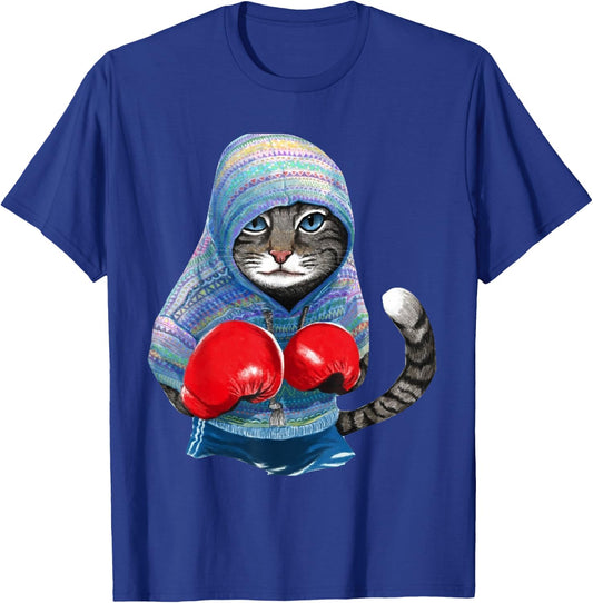 Cat In Boxing Suit T-Shirt - T-Shirt | Royal