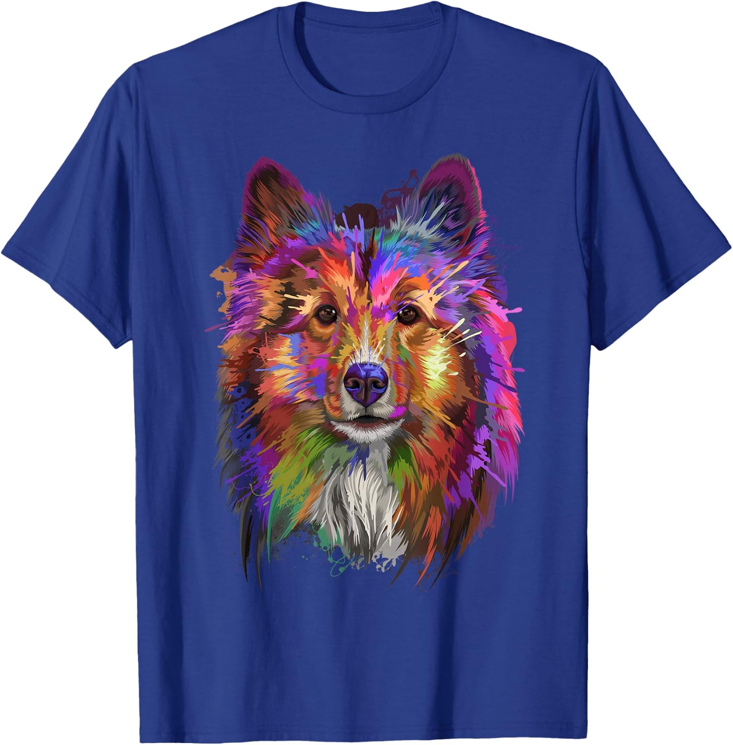 Splash Art Shetland Sheepdog | Cute Sheltie Gifts Women Girls Kids T-Shirt - T-Shirt | Royal