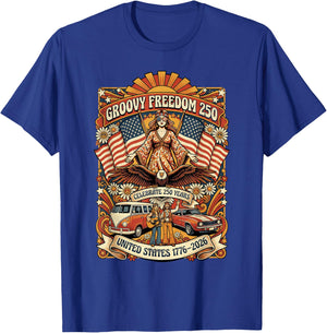 United States 1776 2026 Flower Power Roadtrip Design T-Shirt - T-Shirt | Royal