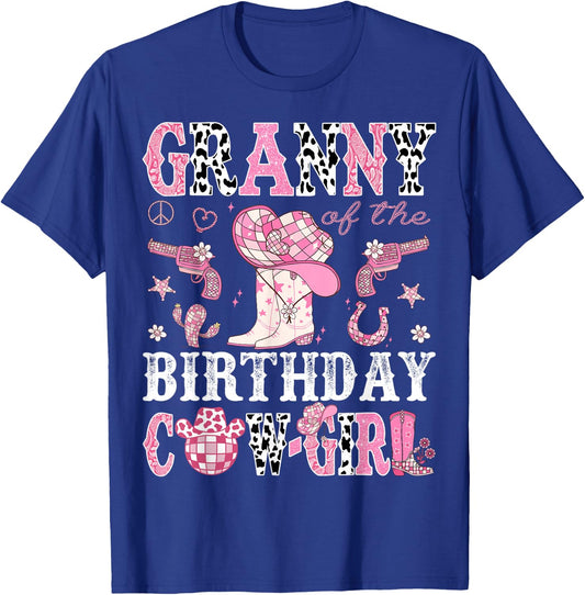 Granny Of The Birthday Cow-Girl Pink Disco Rodeo Western T-Shirt - T-Shirt | Royal