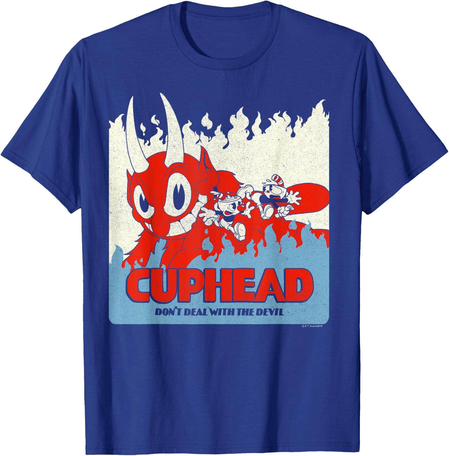 Cuphead Don't Deal With the Devil Vintage Poster T-Shirt - T-Shirt | Royal