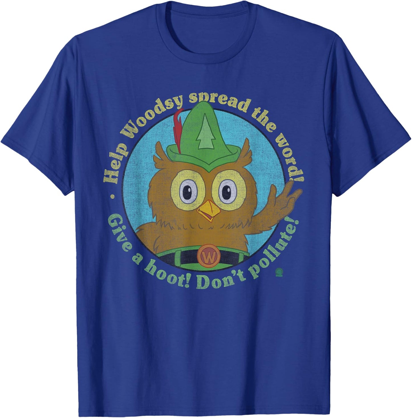 Woodsy Owl Give a Hoot Distressed and Faded T-Shirt - T-Shirt | Royal