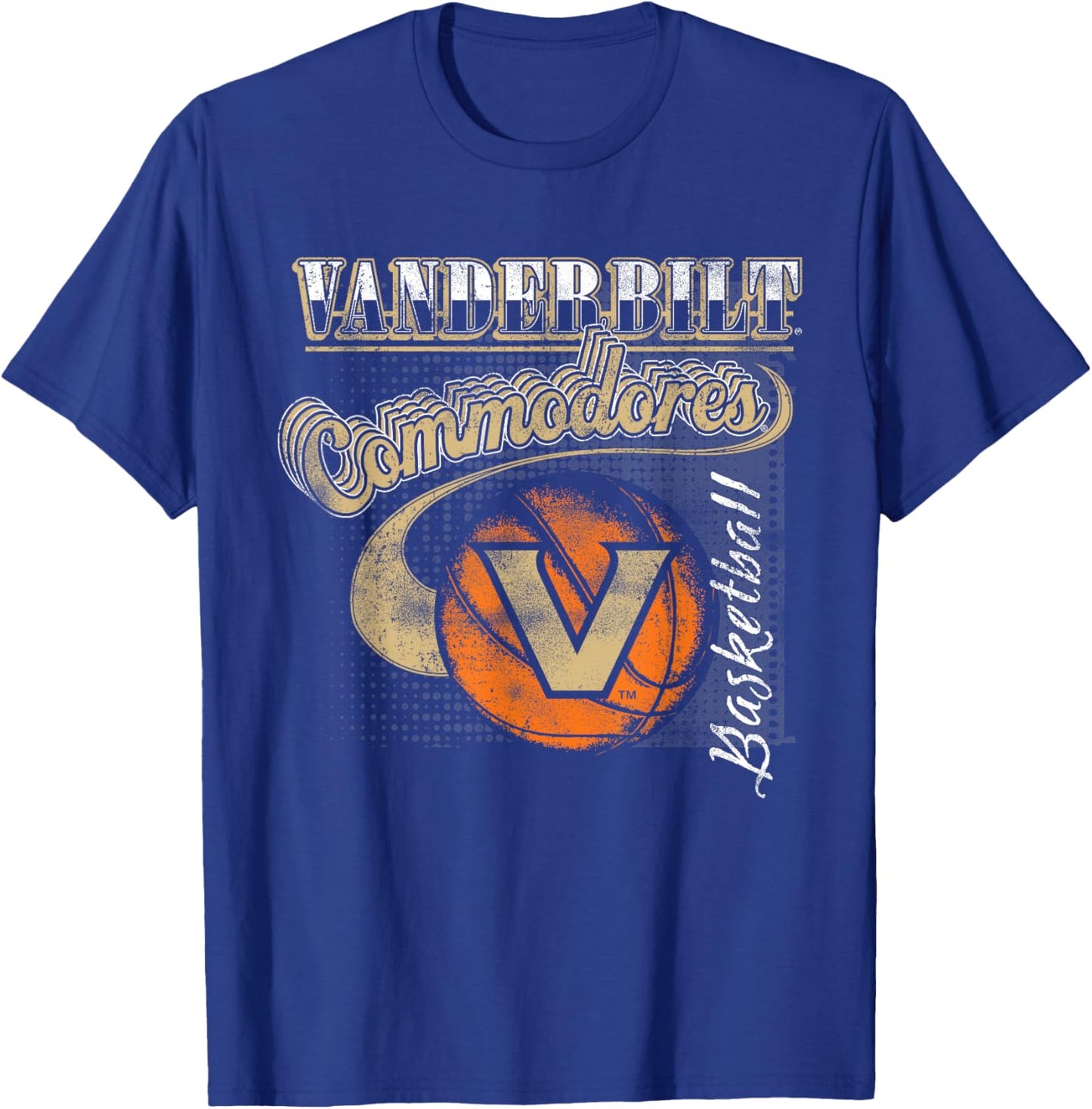Vanderbilt Commodores Basketball Retro Black T-Shirt - T-Shirt | Royal