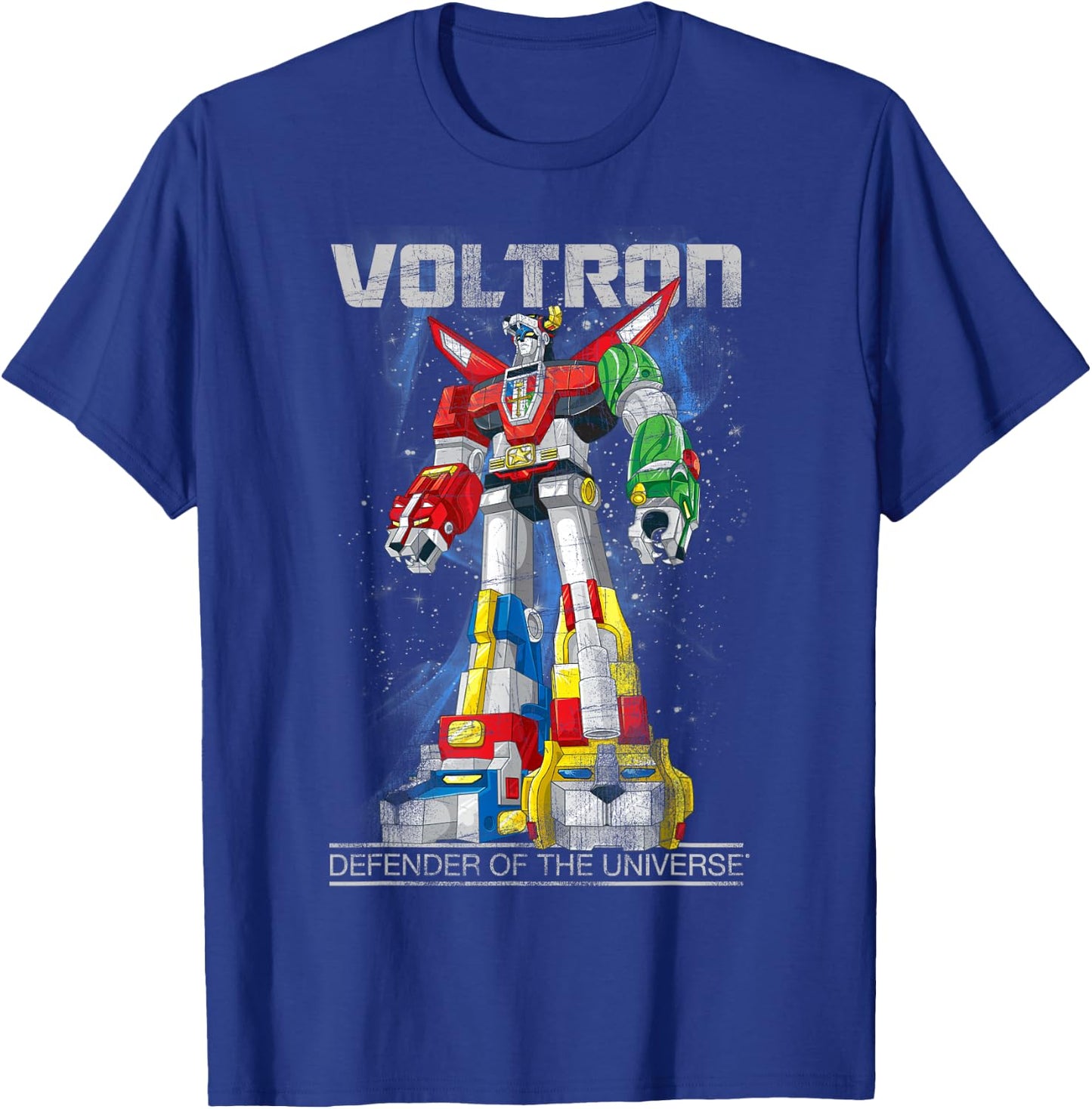 Voltron Retro Defender Space Distressed T-Shirt - T-Shirt | Royal