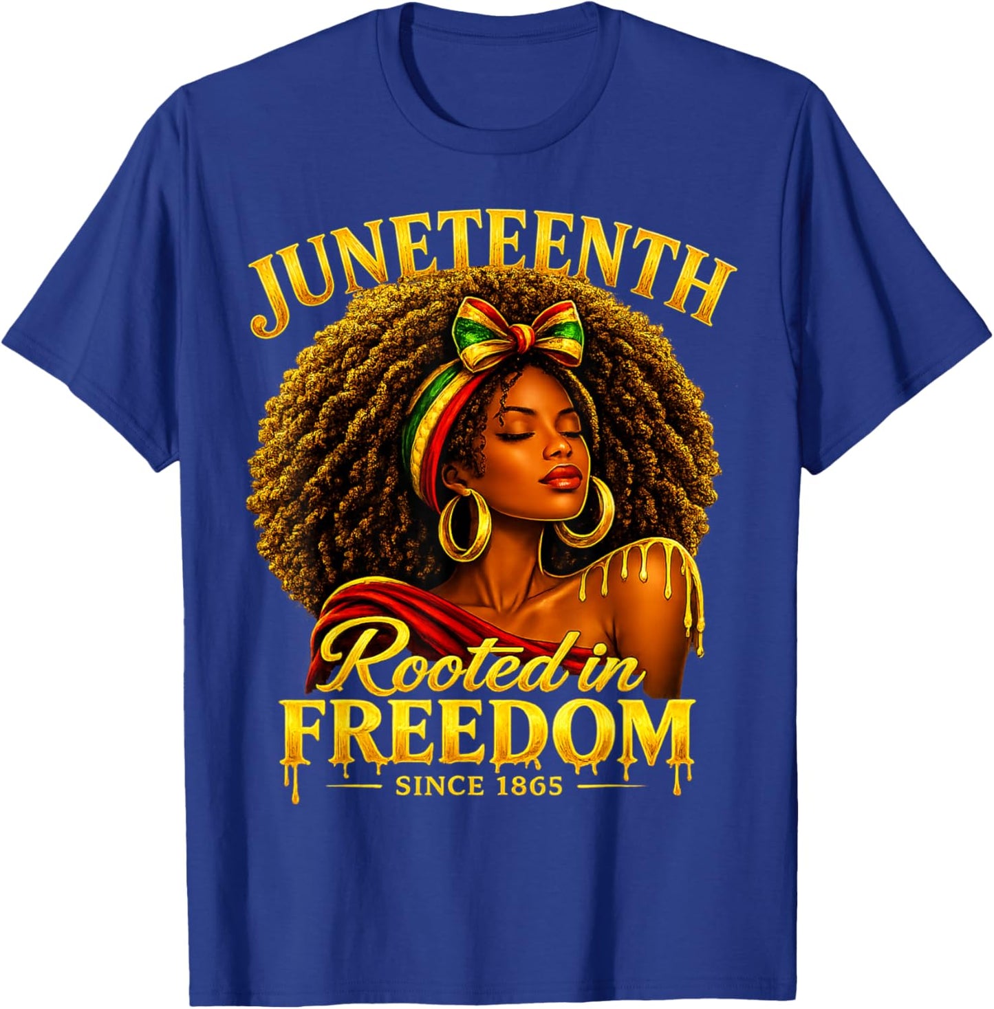 Juneteenth Rooted in Freedom Black Women Juneteenth T-Shirt - T-Shirt | Royal