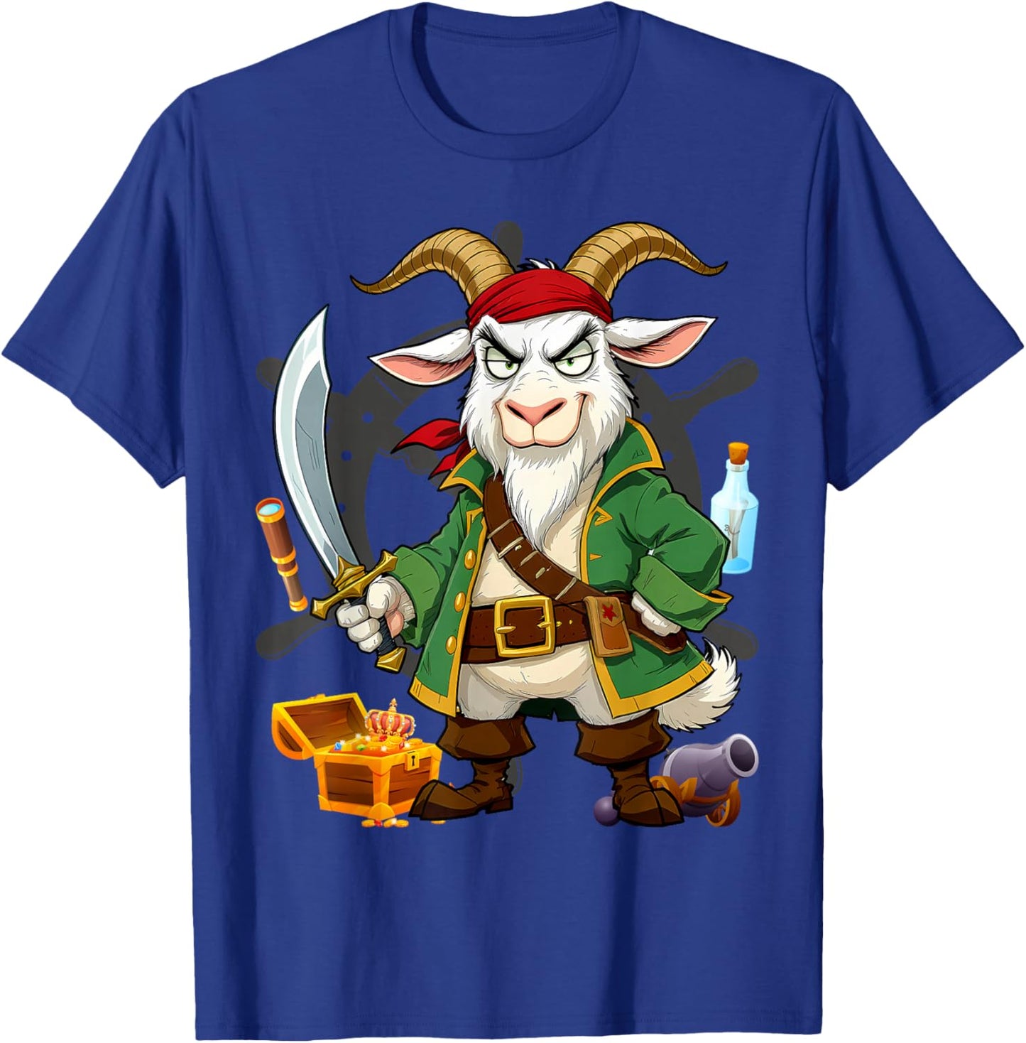 Pirate Goat Halloween Party Kids Costume Jolly Roger T-Shirt - T-Shirt | Royal