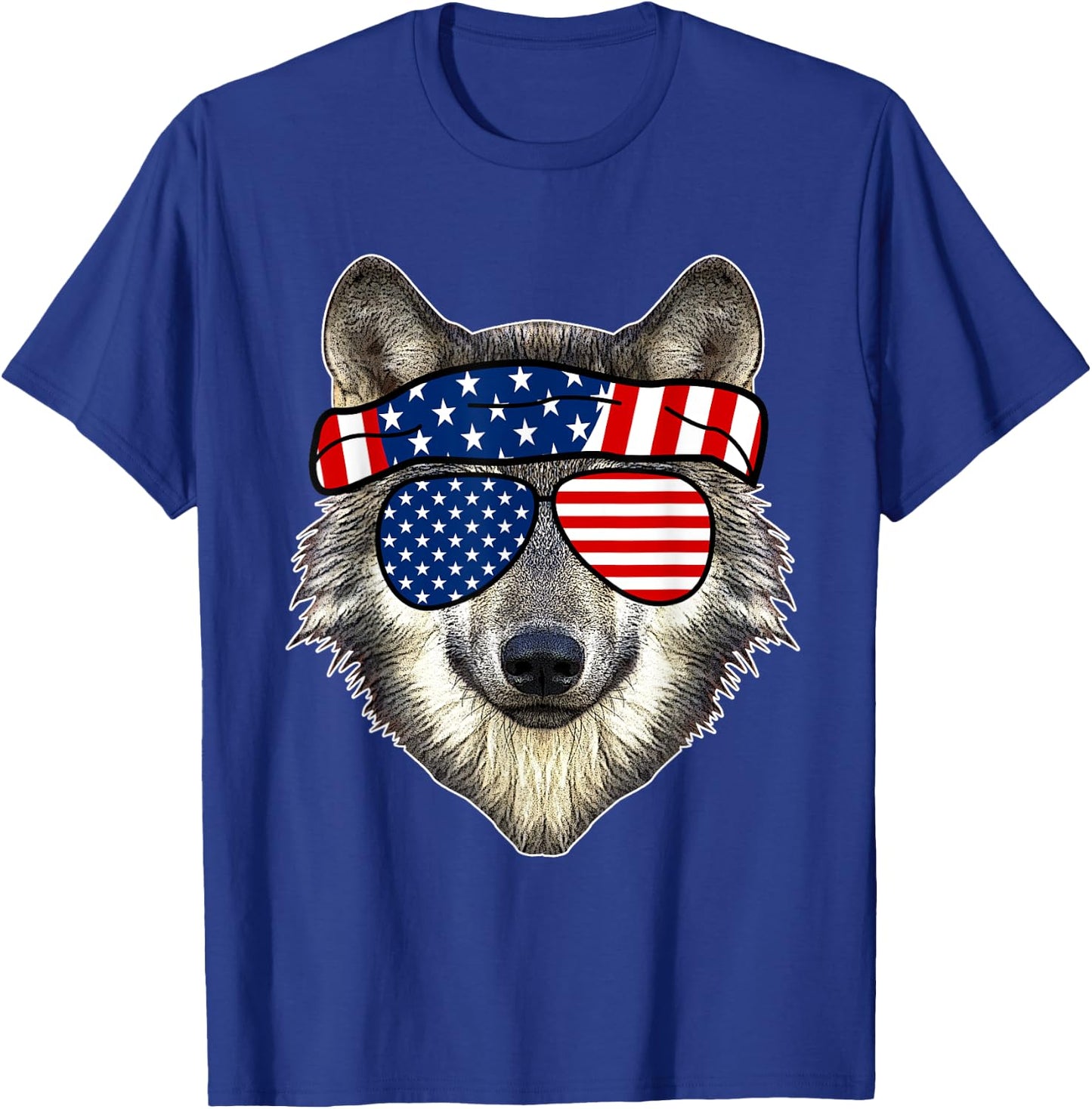 American Sunglasses Wolf 4th of July Awesome USA Gift T-Shirt - T-Shirt | Royal