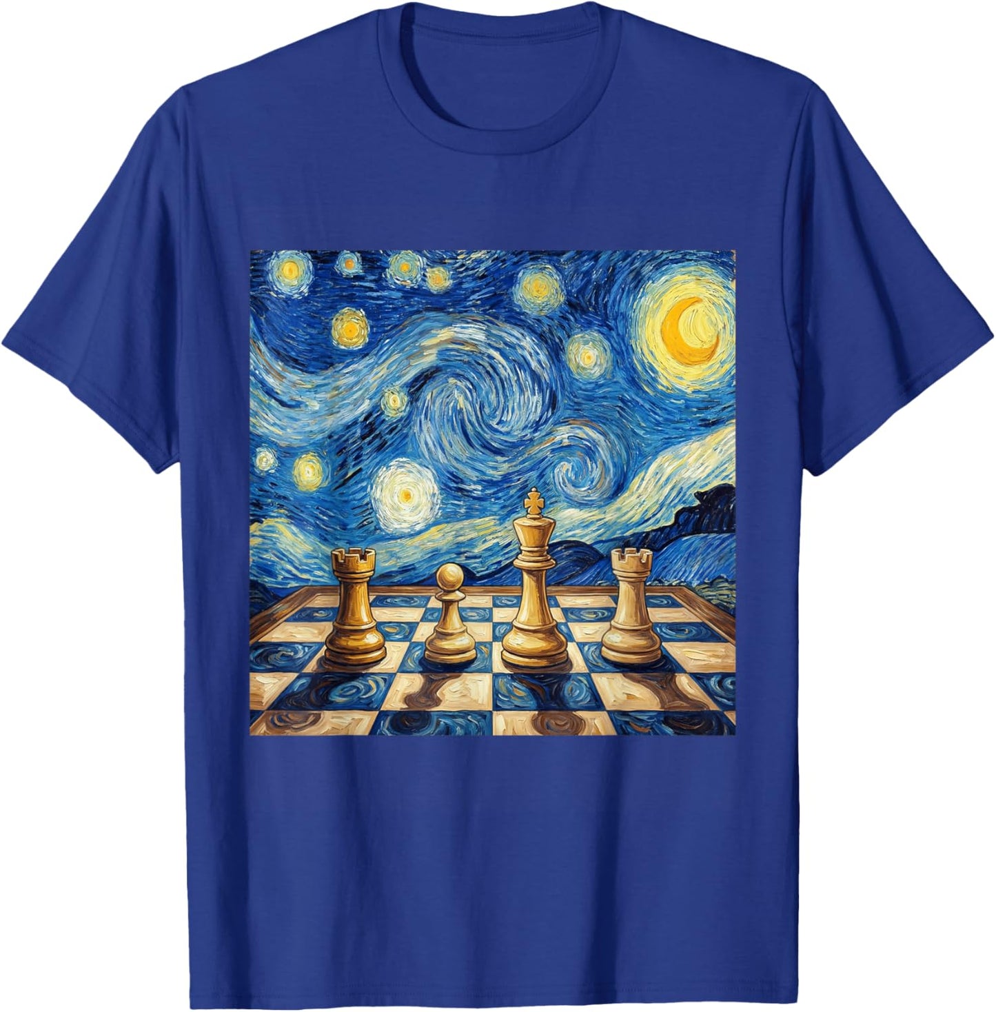 Chess Master Starry Night Chess Player Art Funny Chess T-Shirt - T-Shirt | Royal