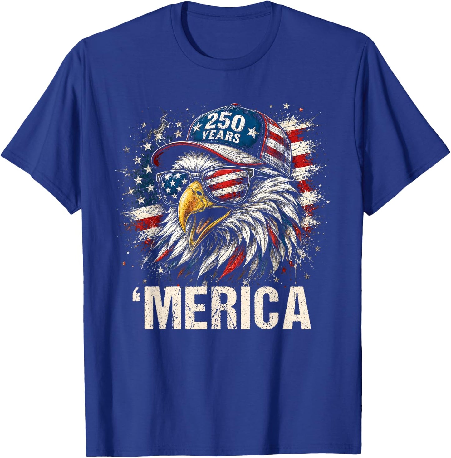 America Bald Eagle US American Flag Patriotic 4th of July T-Shirt - T-Shirt | Royal