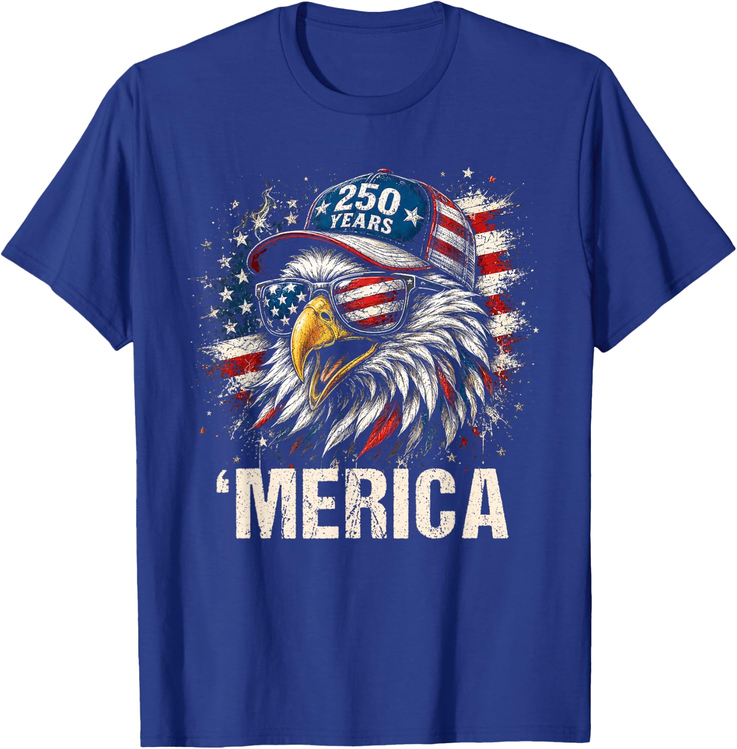 America Bald Eagle US American Flag Patriotic 4th of July T-Shirt - T-Shirt | Royal