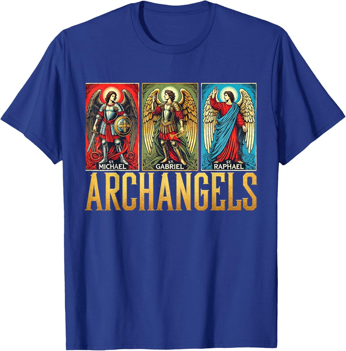 Saint Michael Catholic Archangels Biblical T-Shirt - T-Shirt | Royal
