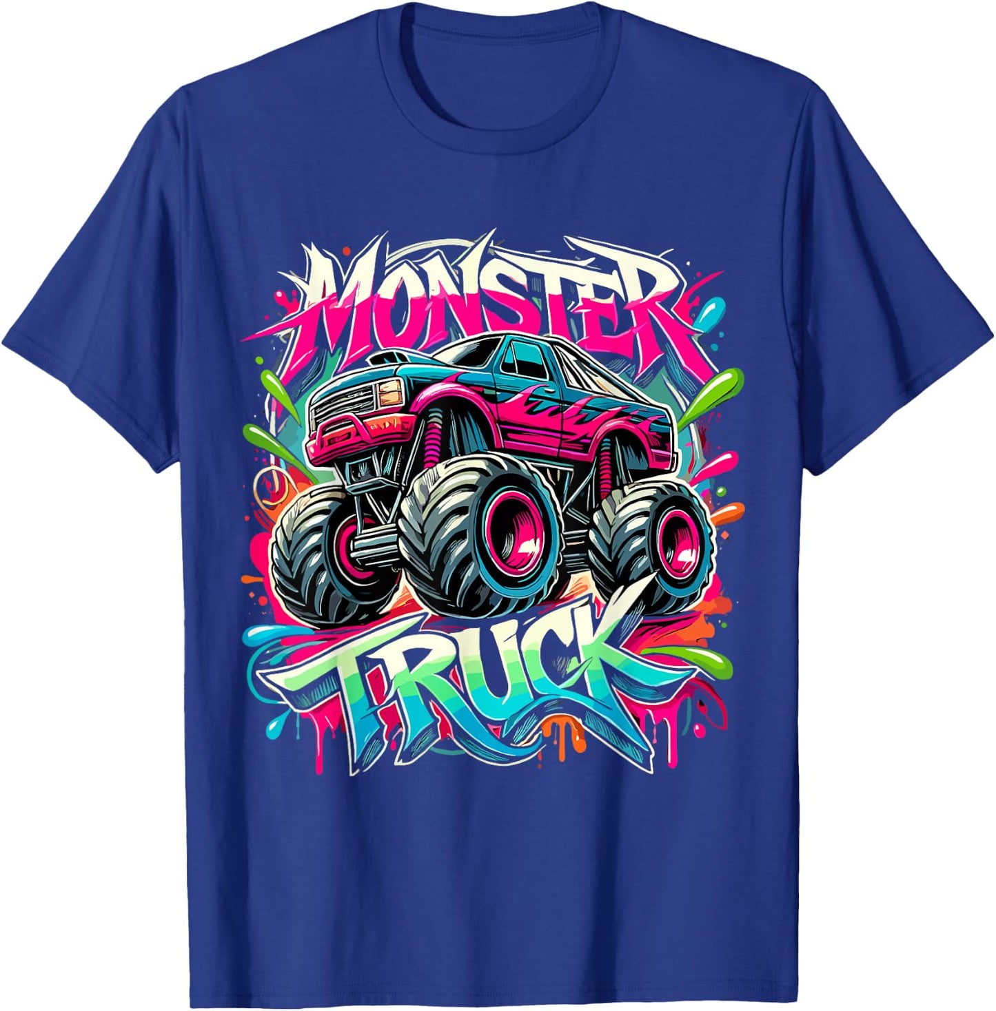 Monster Truck Colorful Graffiti Monster Truck Boy T-Shirt - T-Shirt | Royal
