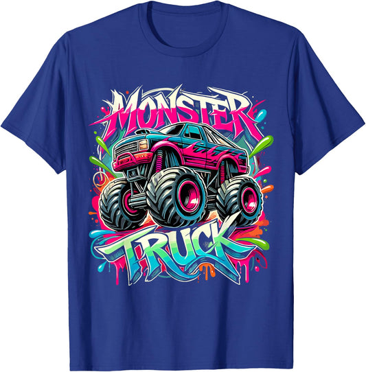 Monster Truck Colorful Graffiti Monster Truck Boy T-Shirt - T-Shirt | Royal