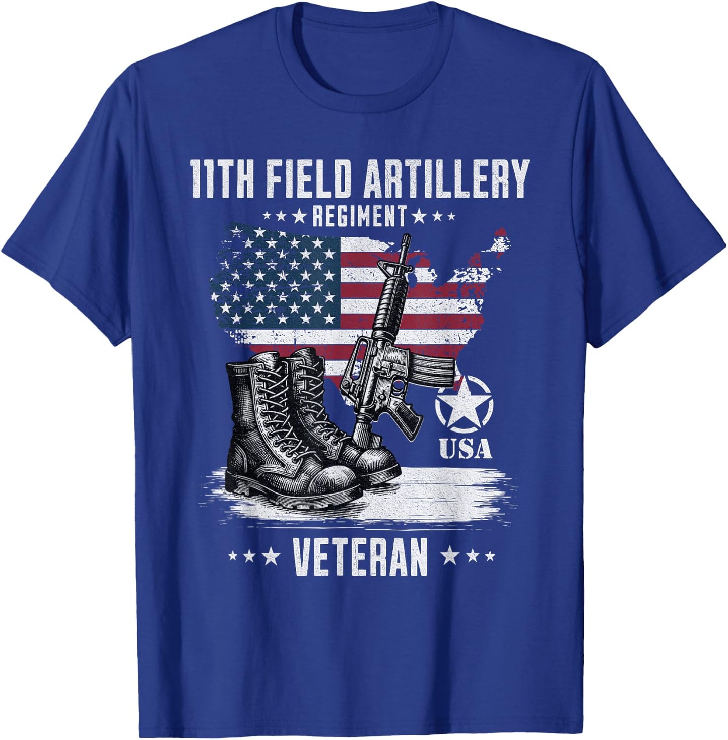 11th Field Artillery Regiment Veteran Military Distressed T-Shirt - T-Shirt | Royal