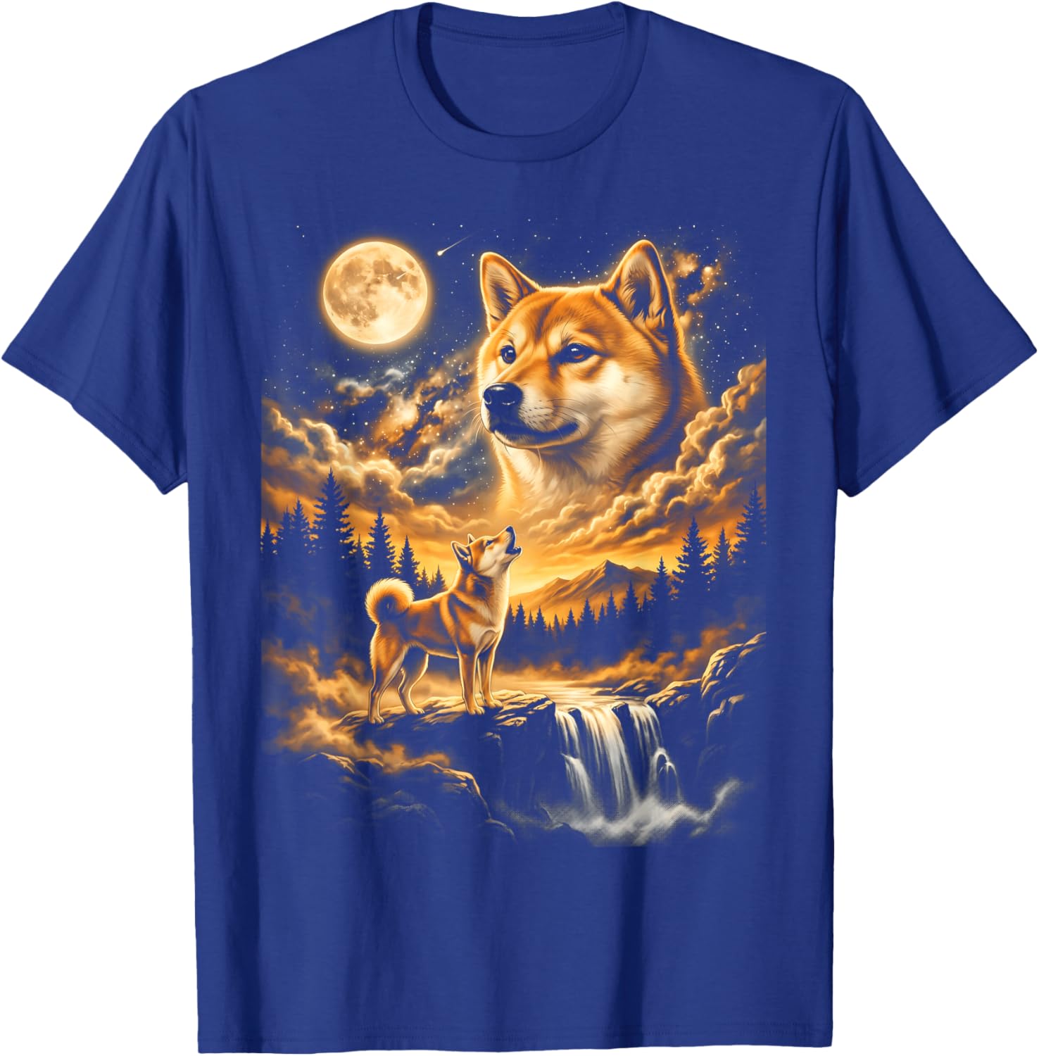 Shiba Inu Howling to The Moon T-Shirt - T-Shirt | Royal