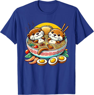 Kawaii Otter Shirt Japanese Ramen noodles Soup Otter Lover T-Shirt - T-Shirt | Royal