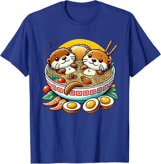 Kawaii Otter Shirt Japanese Ramen noodles Soup Otter Lover T-Shirt - T-Shirt | Royal
