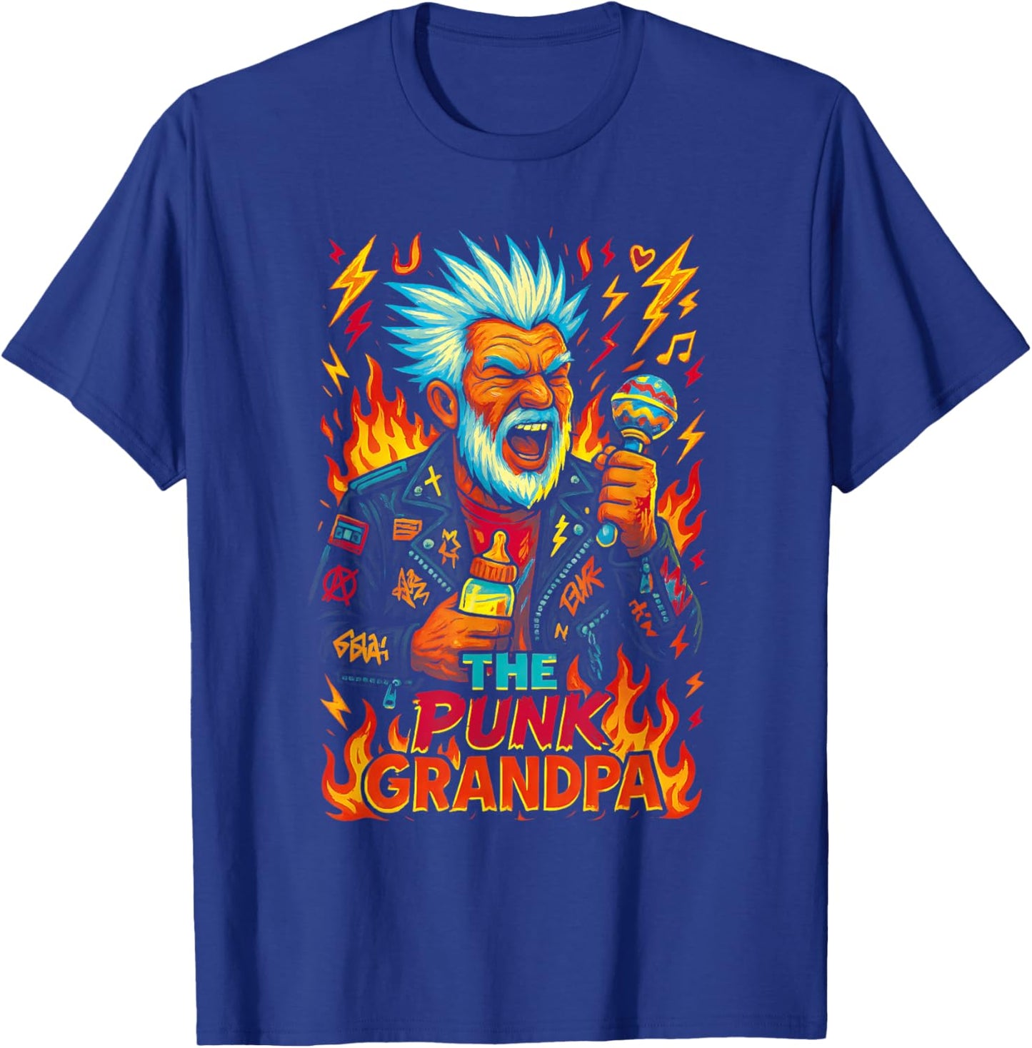 The Punk Grandpa Funny Design for Grandfahers T-Shirt - T-Shirt | Royal