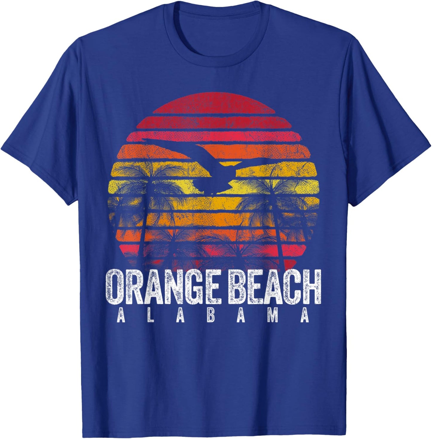 Orange Beach Alabama AL Retro Palm Trees Vintage Surf T-Shirt - T-Shirt | Royal