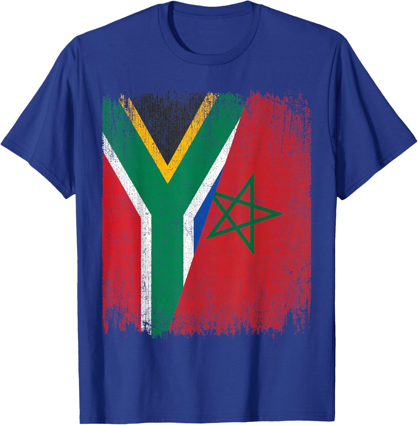 Half South Africa Morocco Split Flag African Pride Roots T-Shirt - T-Shirt | Royal