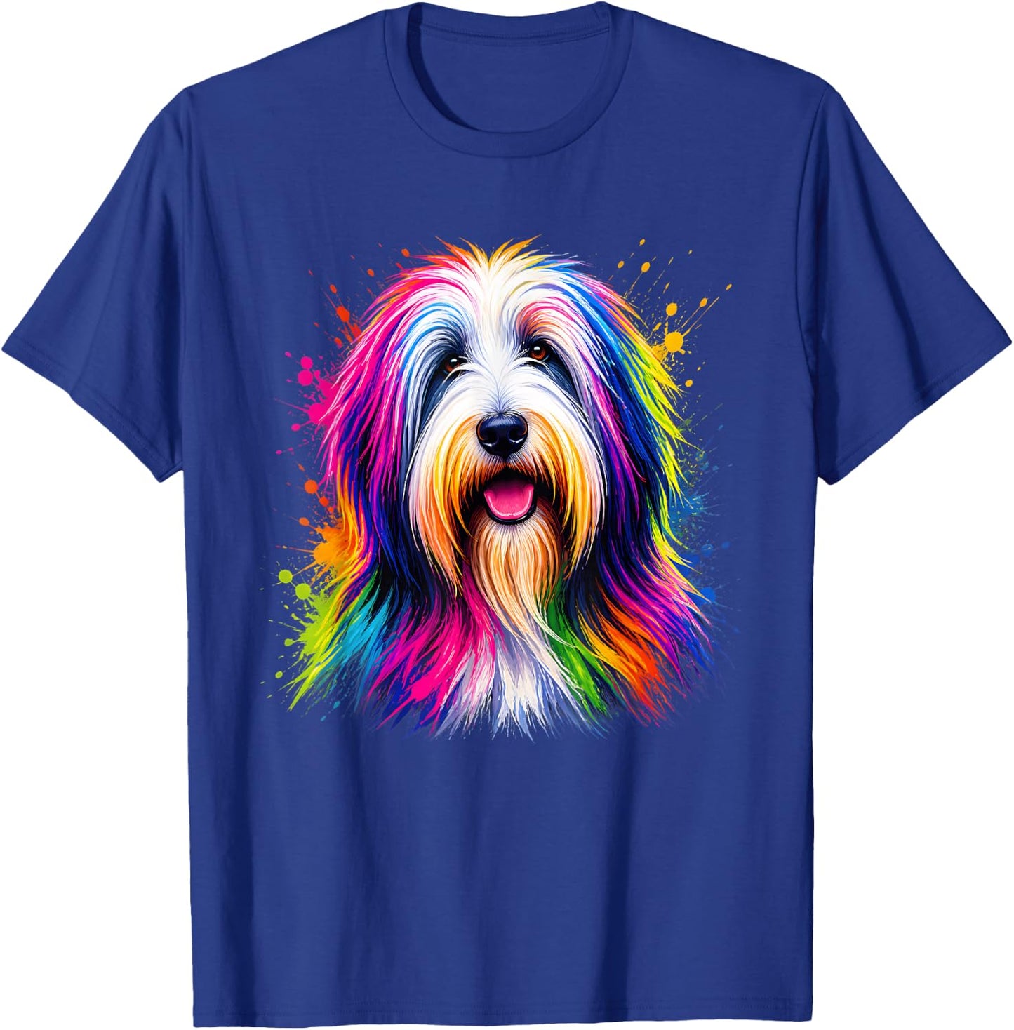 Bearded Collie Colorful Dog Portrait T-Shirt - T-Shirt | Royal
