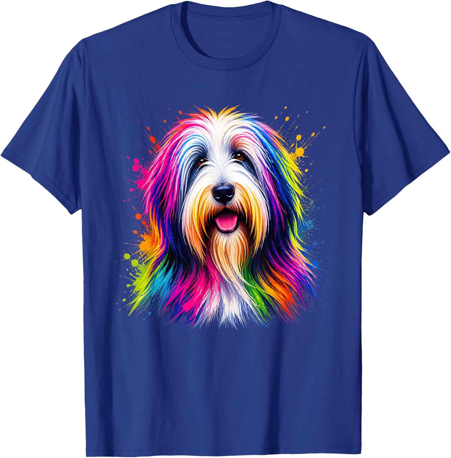 Bearded Collie Colorful Dog Portrait T-Shirt - T-Shirt | Royal