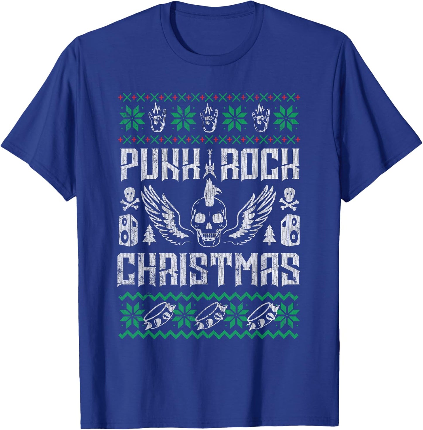 Punk Rock Ugly Grunge Holiday Christmas Music Design T-Shirt - T-Shirt | Royal