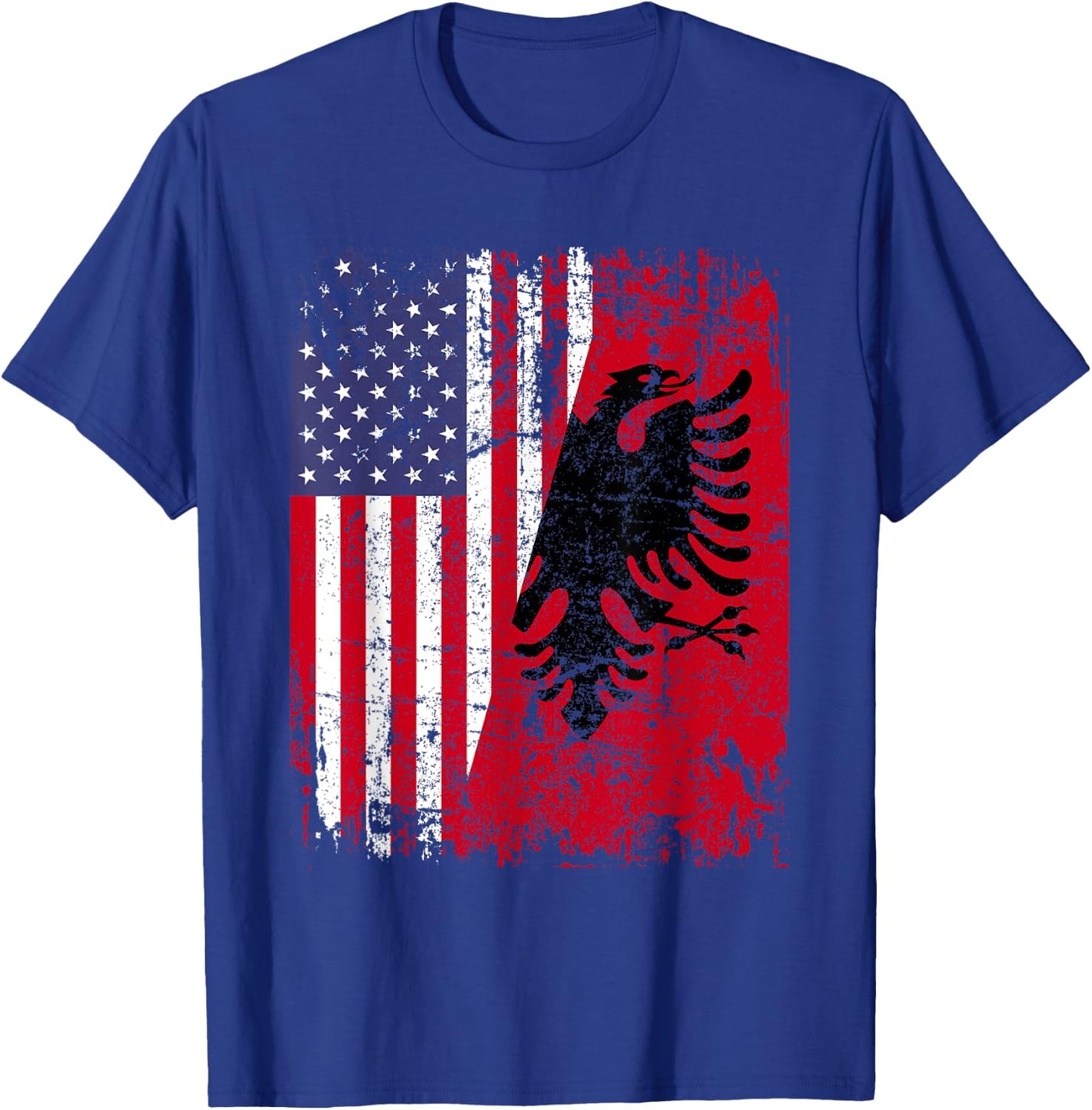 ALBANIAN ROOTS | Red Eagle | ALBANIA American Flag T-Shirt - T-Shirt | Royal