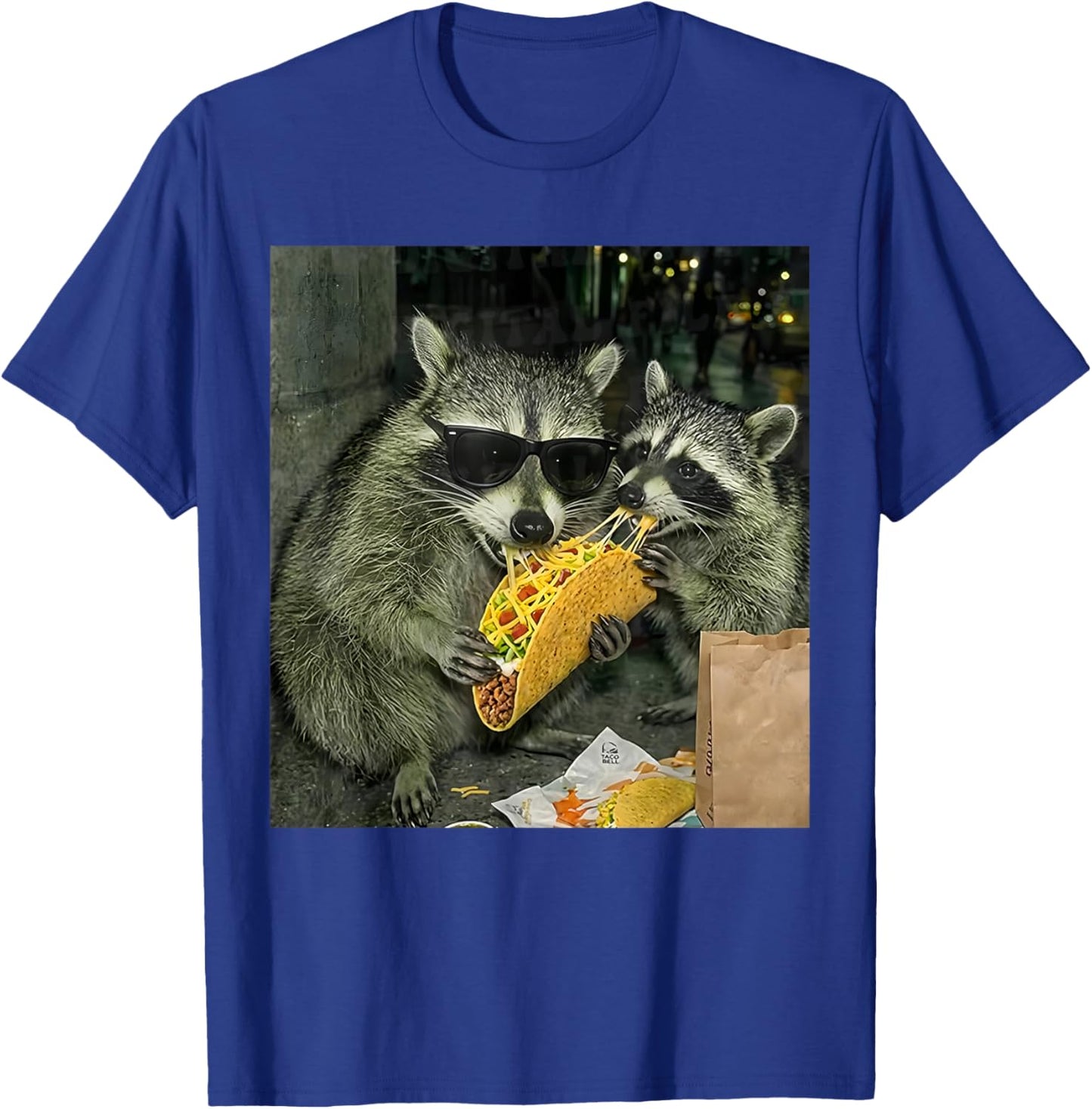 Vintage Raccoon Eating Tacos Funny Street Food Animal Meme T-Shirt - T-Shirt | Royal