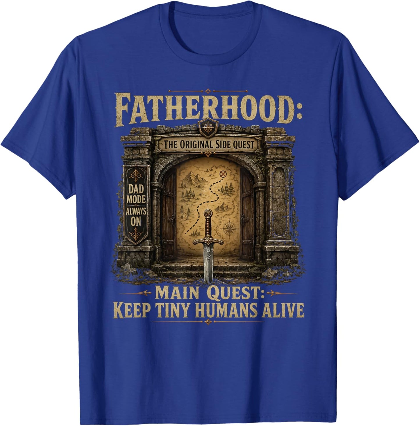 Father Fatherhood The Original Side Quest Dad Mode T-Shirt - T-Shirt | Royal