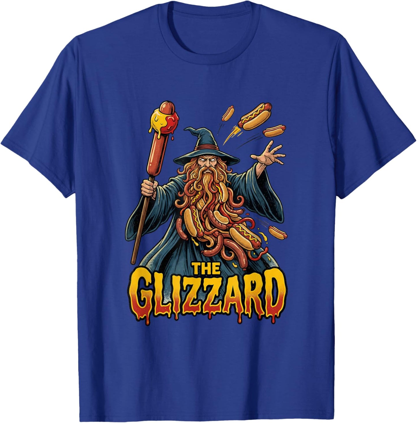 The Glizzard Hot Dog Wizard Funny Glizzy T-Shirt - T-Shirt | Royal
