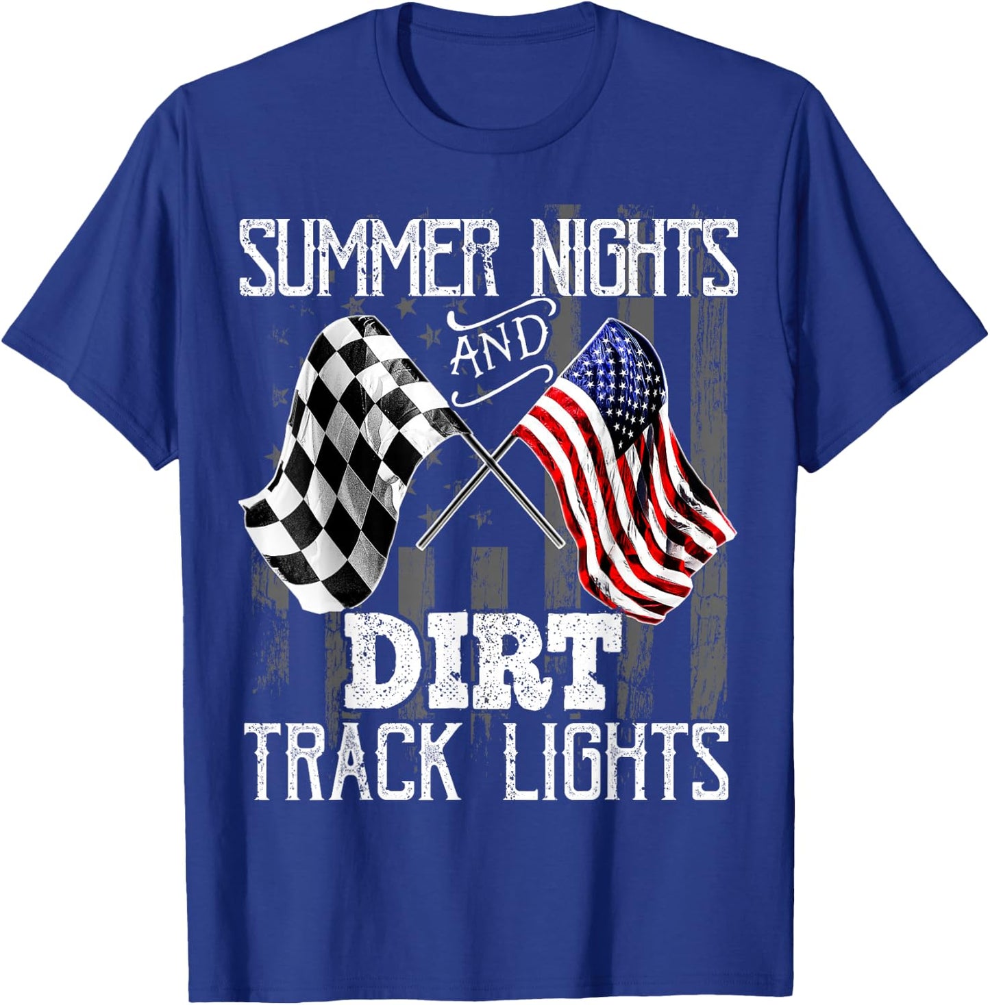 Summer Nights Dirt Track Lights Racing Motocross Gift Men T-Shirt - T-Shirt | Royal