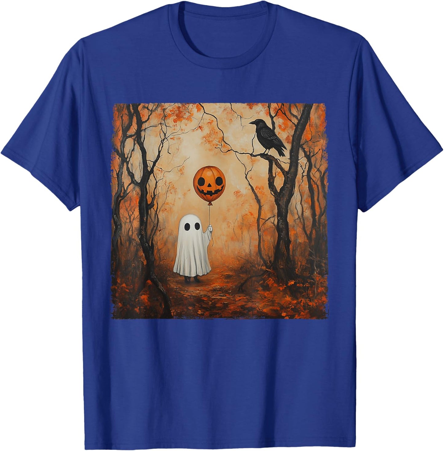 Vintage Ghost Pumpkin Gothic Halloween Ghost Spooky Season T-Shirt - T-Shirt | Royal