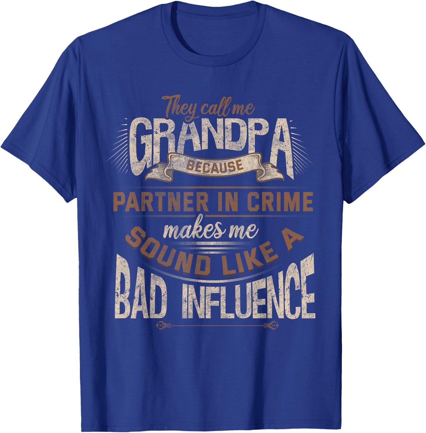 Funny Grandpa, Partner in Crime Phrase, Granddad Humor T-Shirt - T-Shirt | Royal