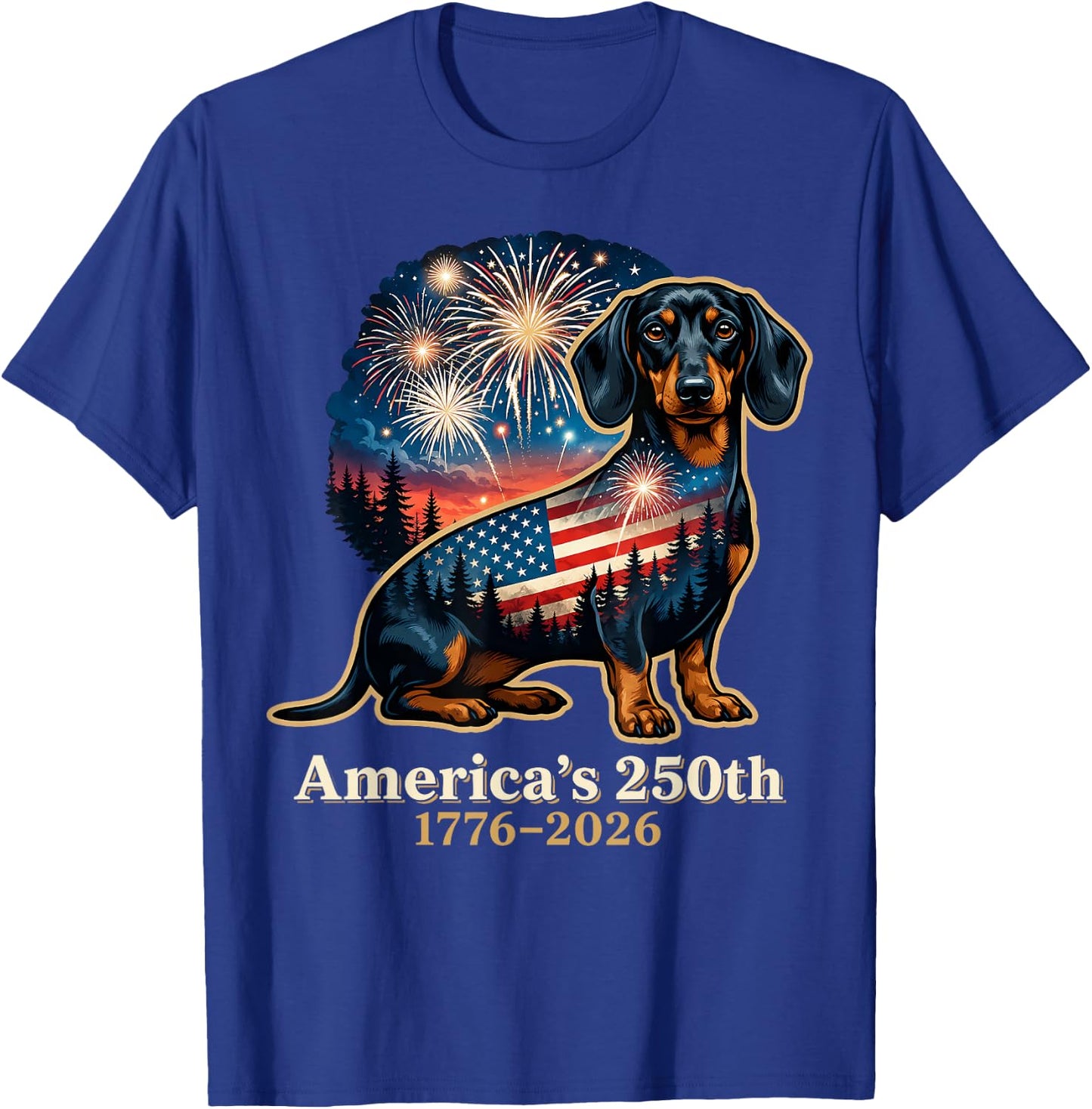 Funny Dachshund 4th of July T-Shirt - T-Shirt | Royal