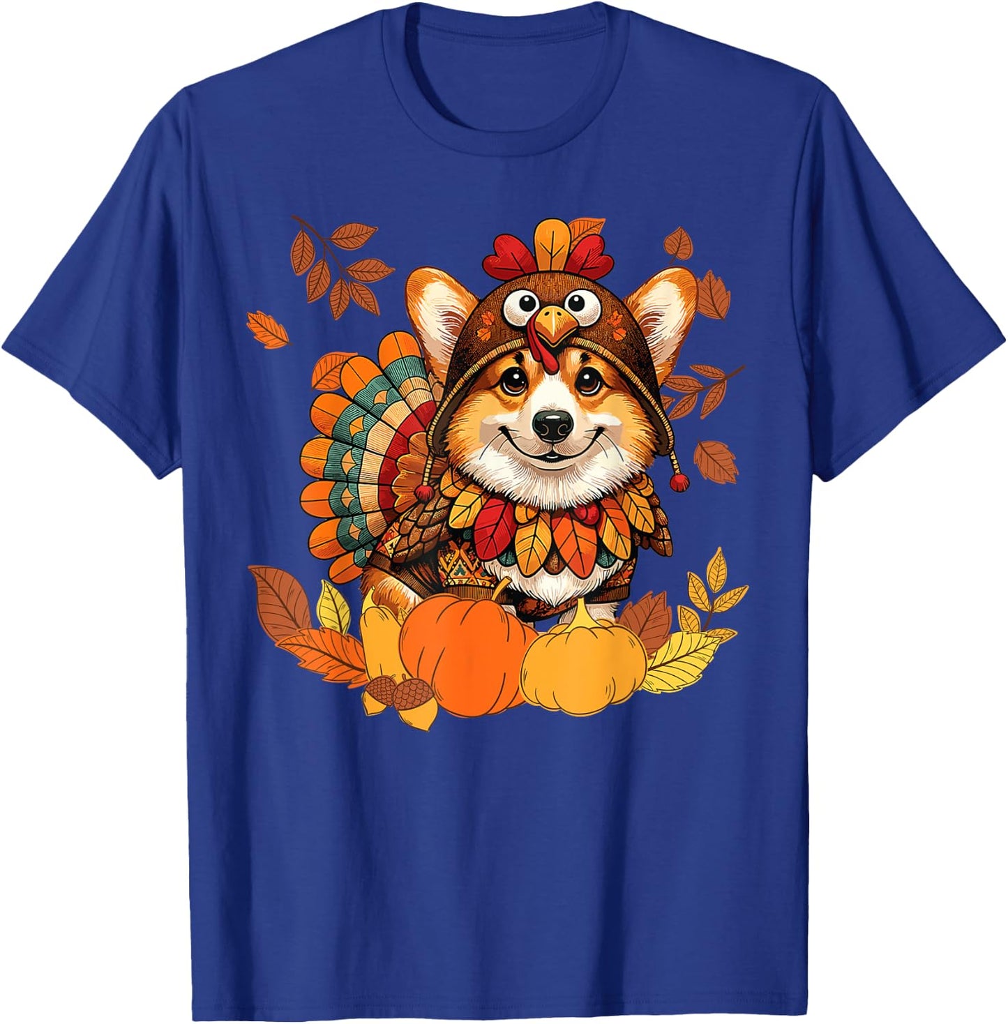 Corgi Dog Turkey Thanksgiving Costume Women Men Kids Toddler T-Shirt - T-Shirt | Royal