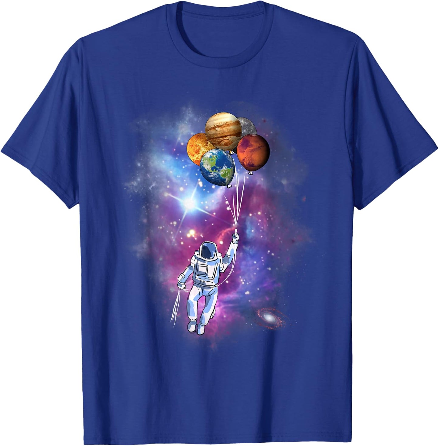Spaceman Planet Balloon Galaxy Outer Space Astronaut T-Shirt - T-Shirt | Royal
