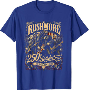 Funny Mount Rushmore 250th Birthday Tour Rockstar Graphic T-Shirt - T-Shirt | Royal