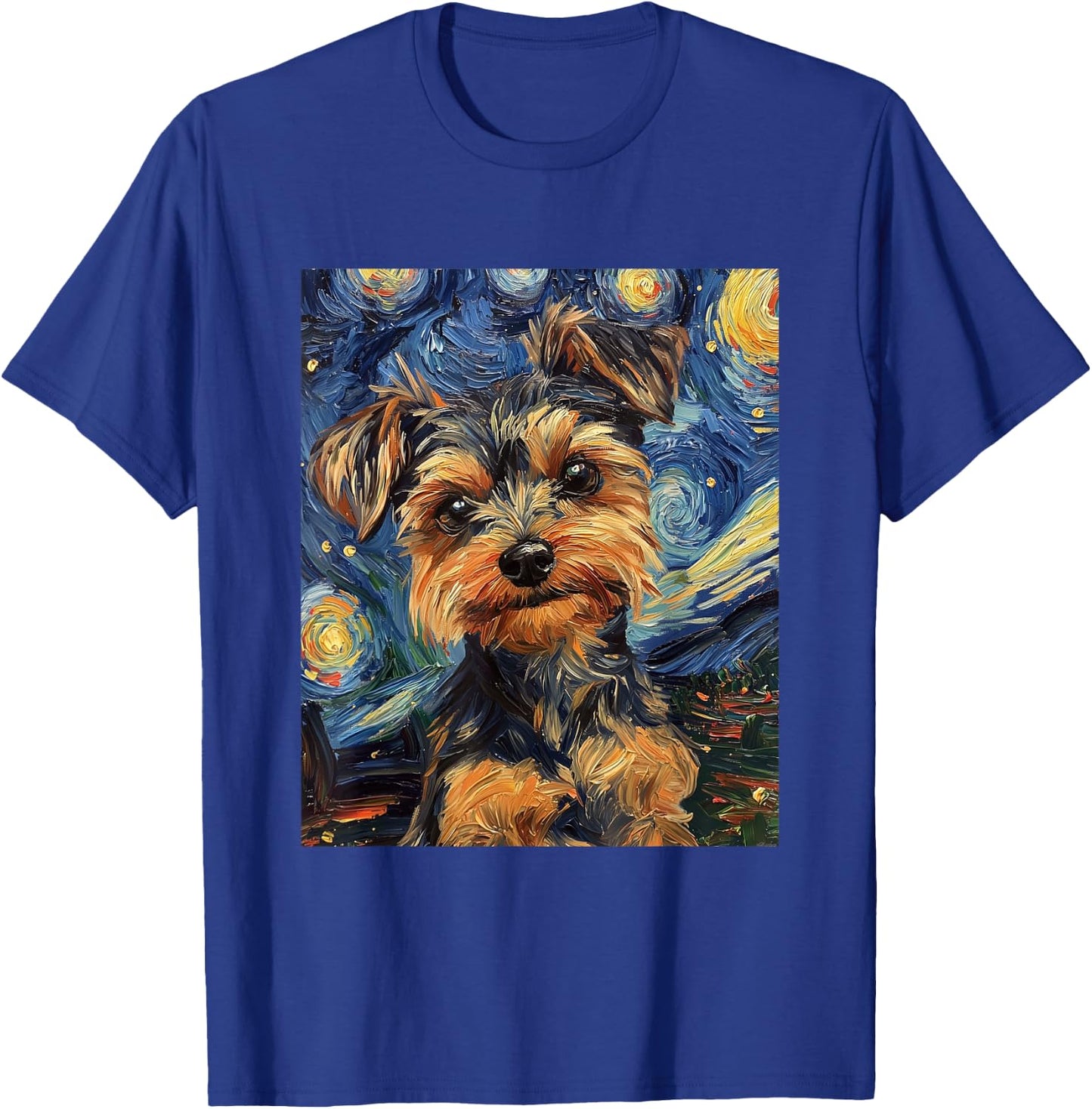 Yorkshire Terrier Yorkie Dog Van Gogh Style Starry Night T-Shirt - T-Shirt | Royal