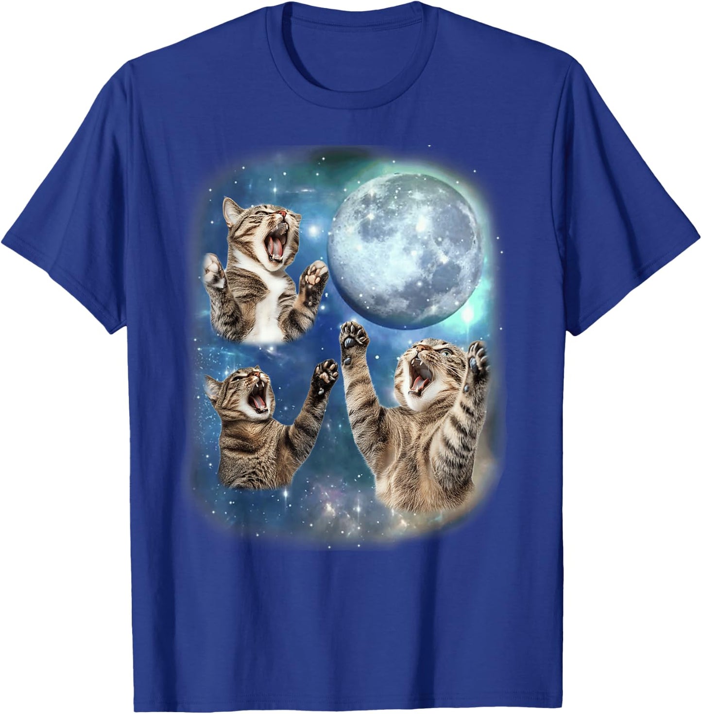 Cat Three Cat Moon 3 Cute Cats Kitten Graphic Funny T-Shirt - T-Shirt | Royal