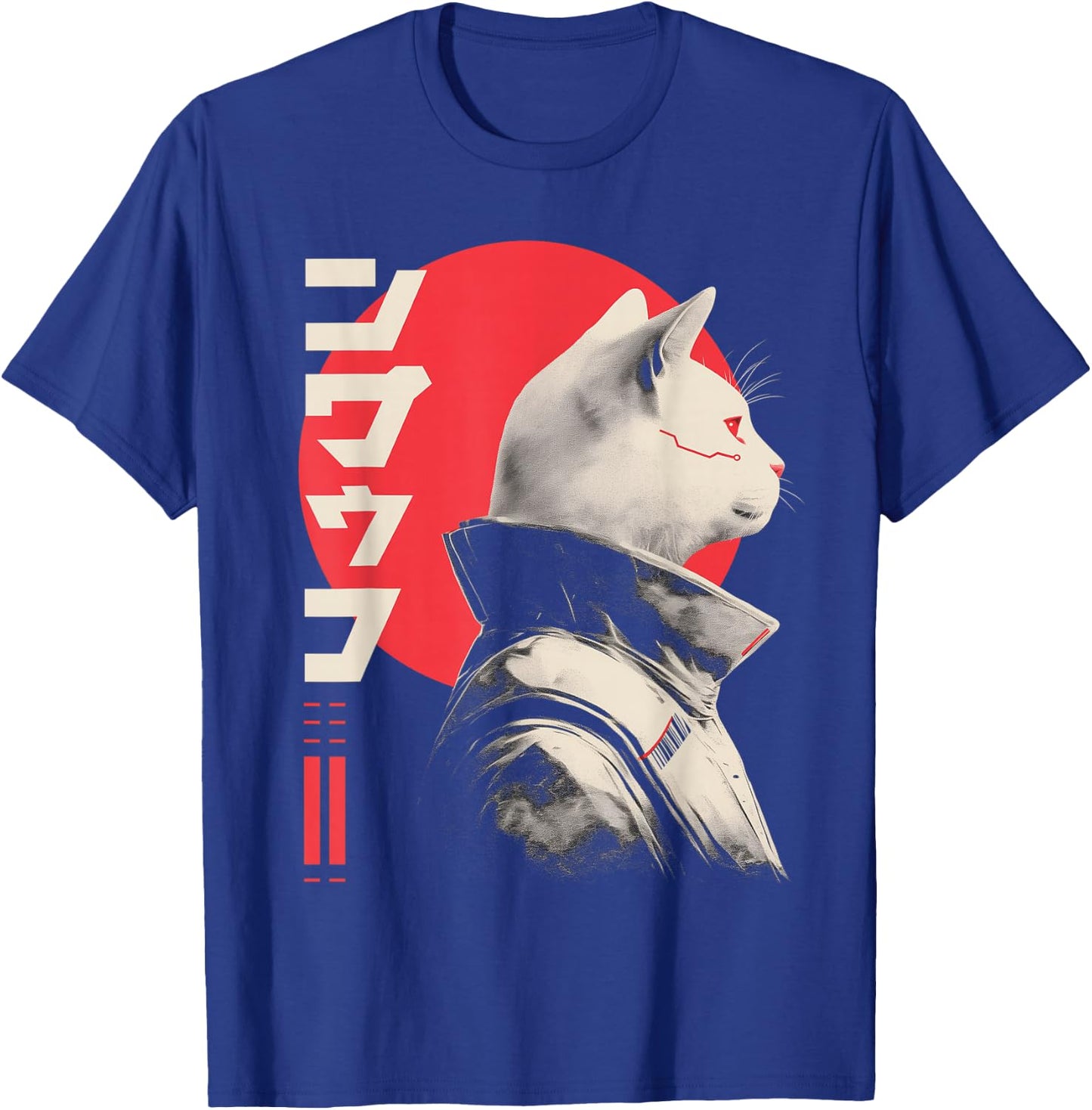 Japanese Techwear Futuristic Cyberpunk Cat Techno Rave T-Shirt - T-Shirt | Royal