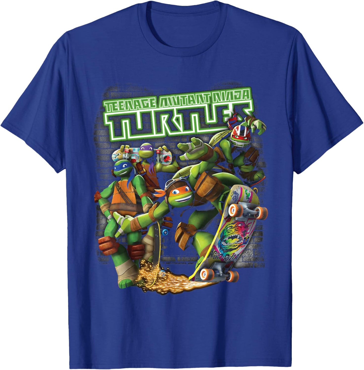 TMNT Ninjas Neon Skateboarding T-Shirt - T-Shirt | Royal