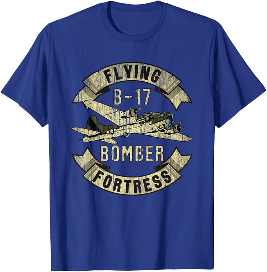 Vintage B-17 Bomber WW2 Plane Aviation Airplane Shirt Grunge T-Shirt - T-Shirt | Royal