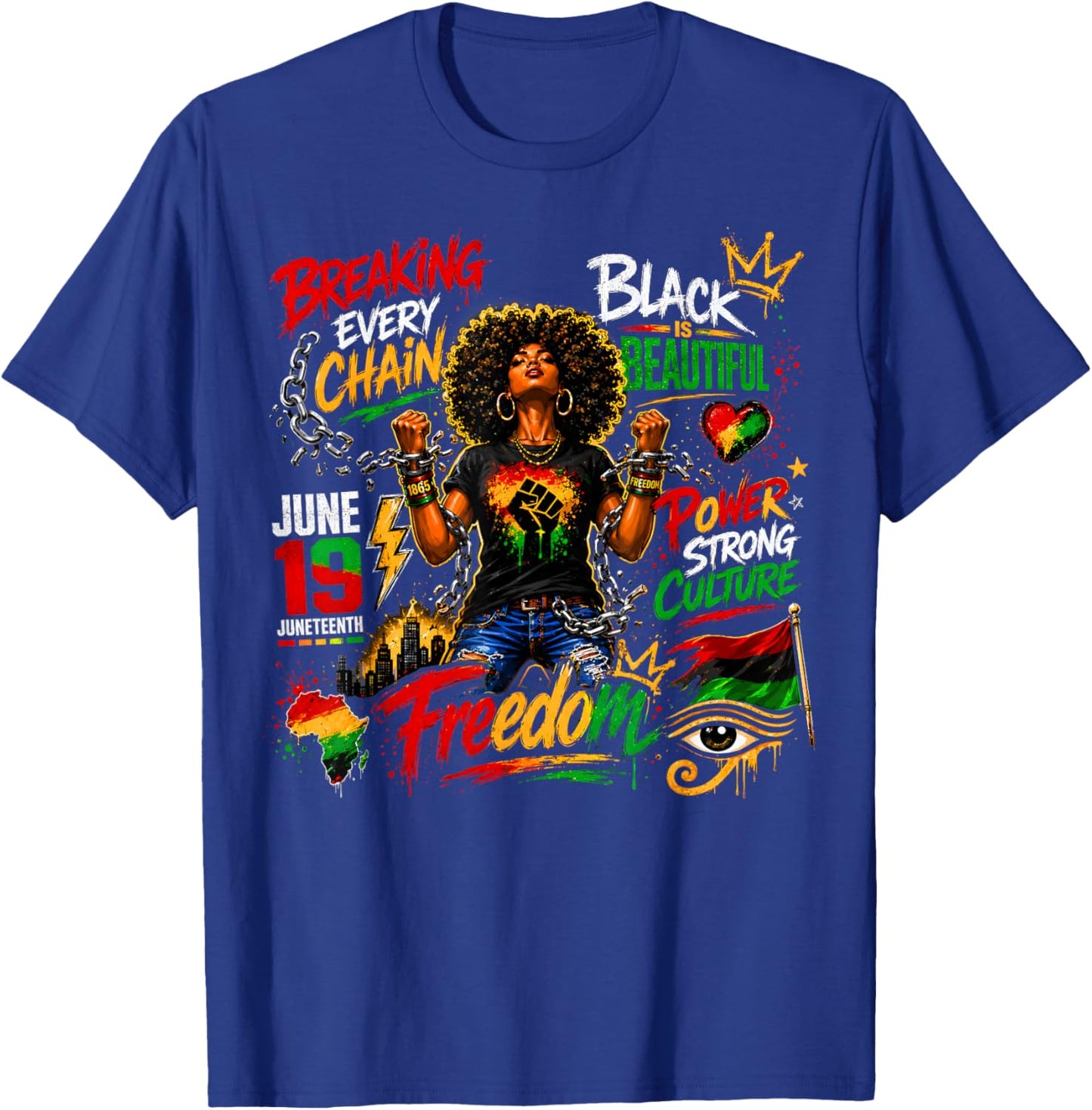 Black Girl Magic Juneteenth Freedom Women Girls Mom T-Shirt - T-Shirt | Royal